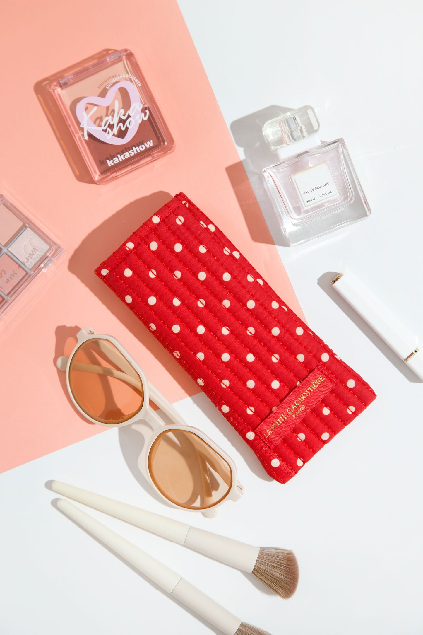Etui à lunettes - Matelassé Pois Rouge