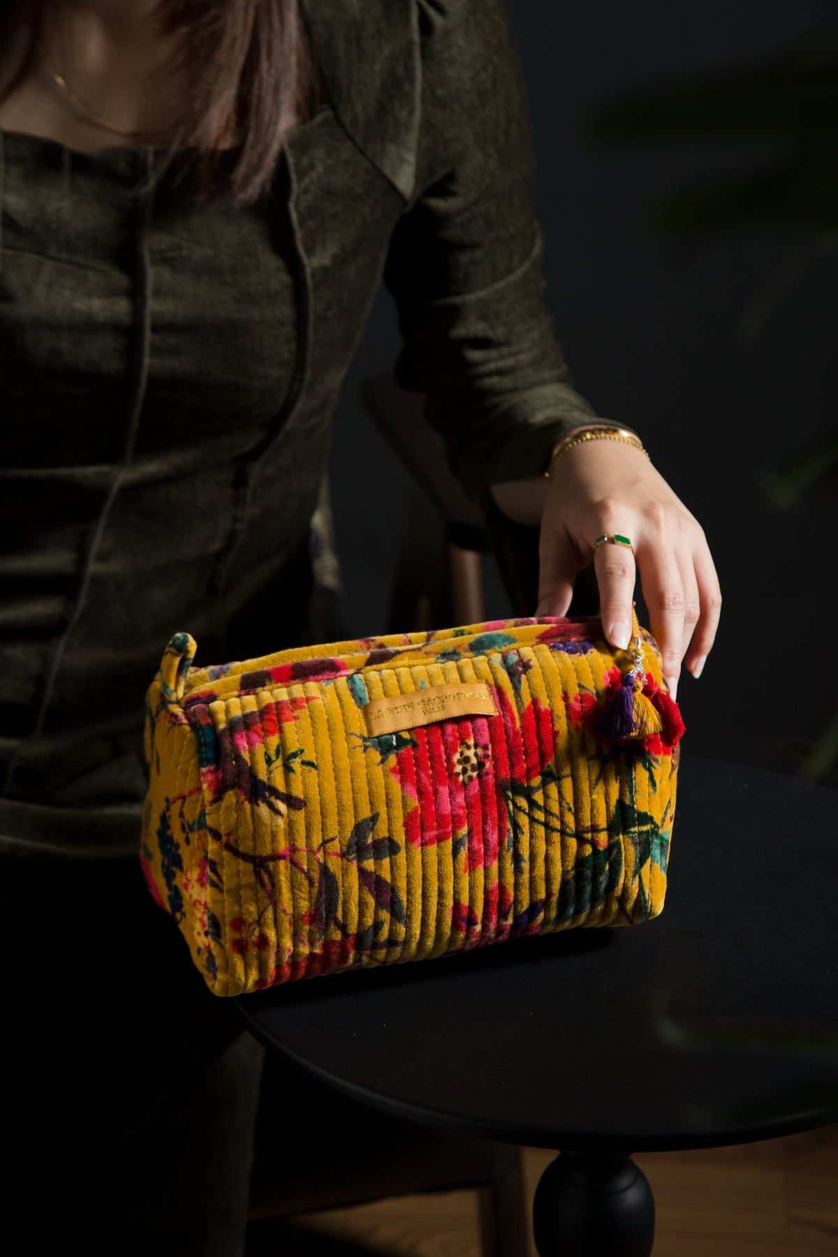 Trousse Velours India - Jaune