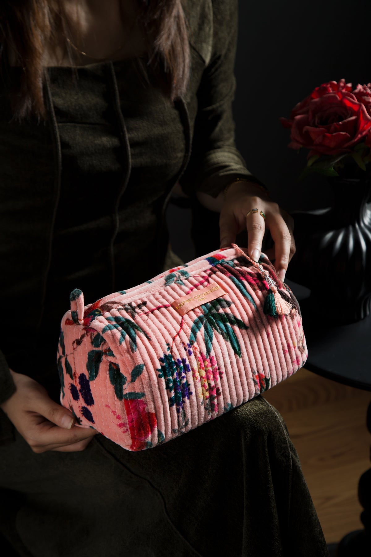 Trousse Velours India - Rose