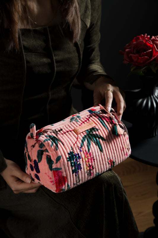 Trousse Velours India - Rose