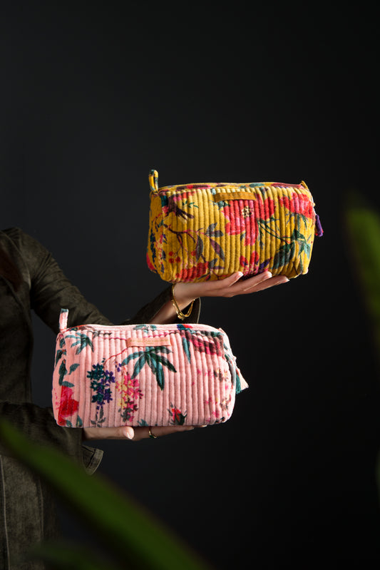 Trousse Velours India - Rose