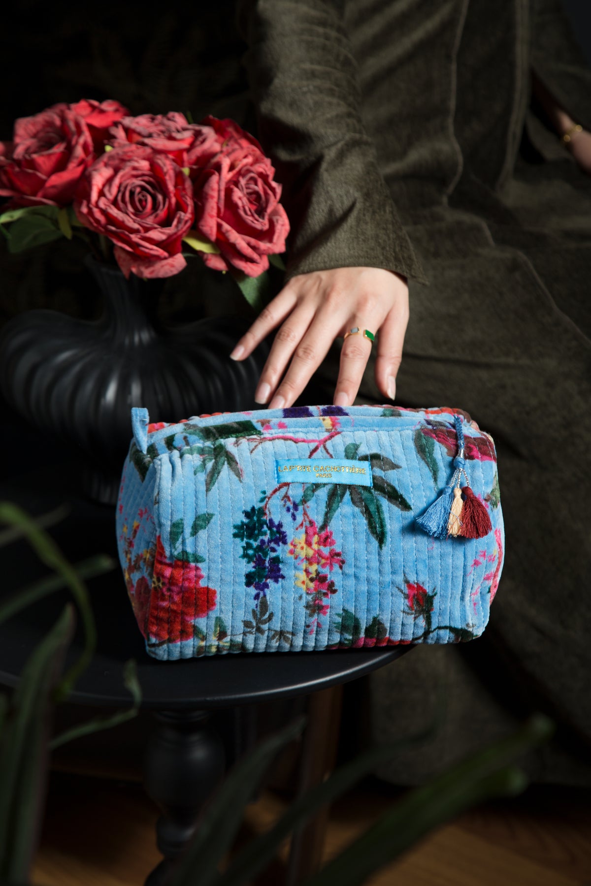 Trousse Velours India - Ciel