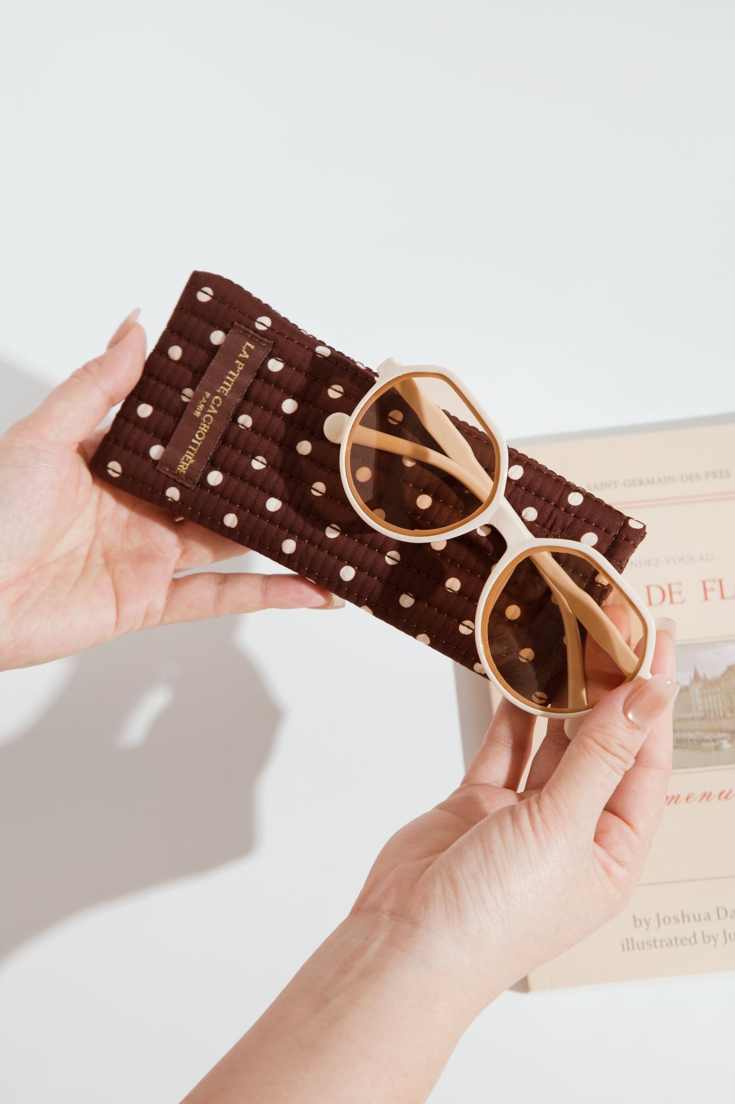 Etui à lunettes - Matelassé Pois Brun