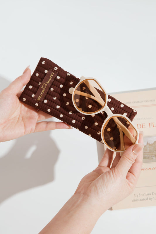 Etui à lunettes - Matelassé Pois Brun