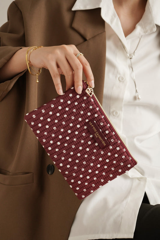 Pochette Plate - Matelassé Pois Figue